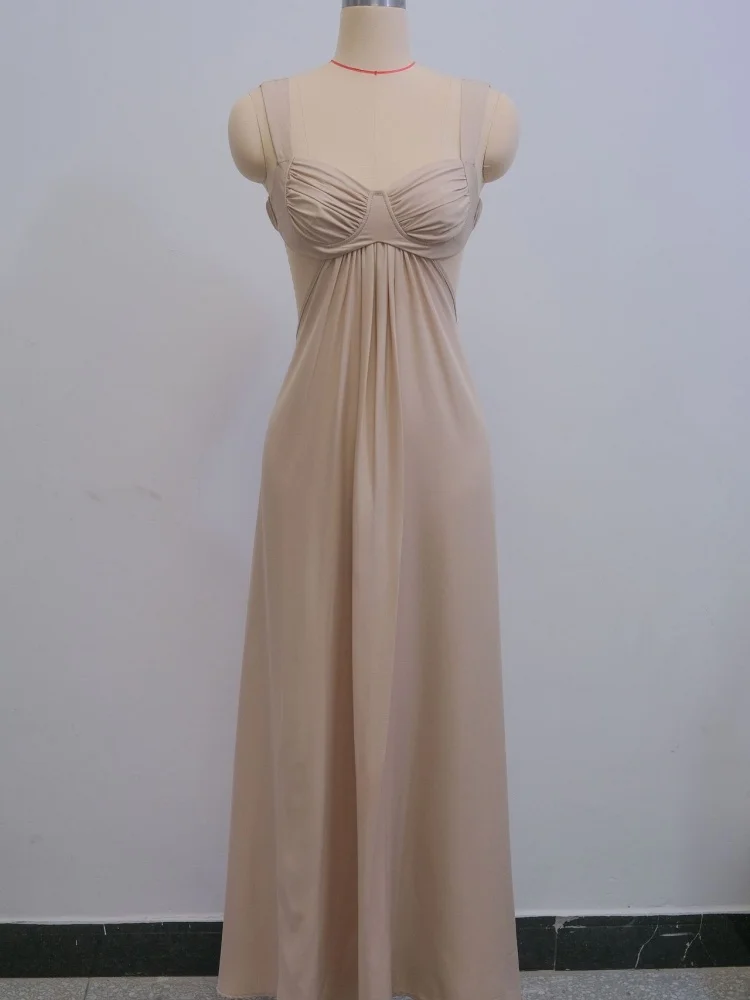 Wmstar Dress Women Wholesale Woman 2025 Spring New Fashion Sexy Strapless Halter Backless Long Dresses Summer One Pieces