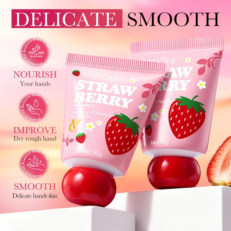 SADOER Strawberry Hand Cream for Hands Moisurizing Whitening Anti Wrinkles Anti-Aging Hand Skin Care Products