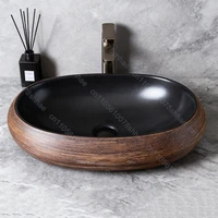 อ่างล้างหน้าเซรามิกวินเทจสำหรับห้องน้ำ อ่างล้างหน้าแบบเรโทรศิลปะ อ่างล้างหน้าแบบวางบนเคาน์เตอร์ อ่างล้างหน้าเซรามิกพอร์ซเลน อ่างล้างหน้าแบบวางบนเคาน์เตอร์ 3