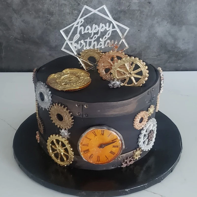 Steampunk Fondant Form Silikon Zahnräder Zähne Form für Reise Themed Kuchen Dekoration Schokolade Süßigkeiten Cupcake Topper Sugarcraft – Detail 7