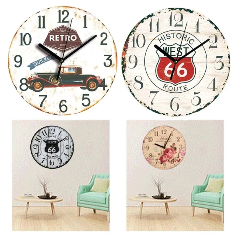 Wall Wooden Clocks Brief Design Silent Home Cafe Office Wall Decor 9inch Art Large Clocks 23cm Coffee Houses
