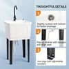Commercial Freestanding Utility Sink Laundry Tub Drain And Faucet For Garage 4