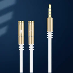 Universal 3.5mm Audio Y Splitter Cable for Dual Headphone and Microphone Use (Gold)