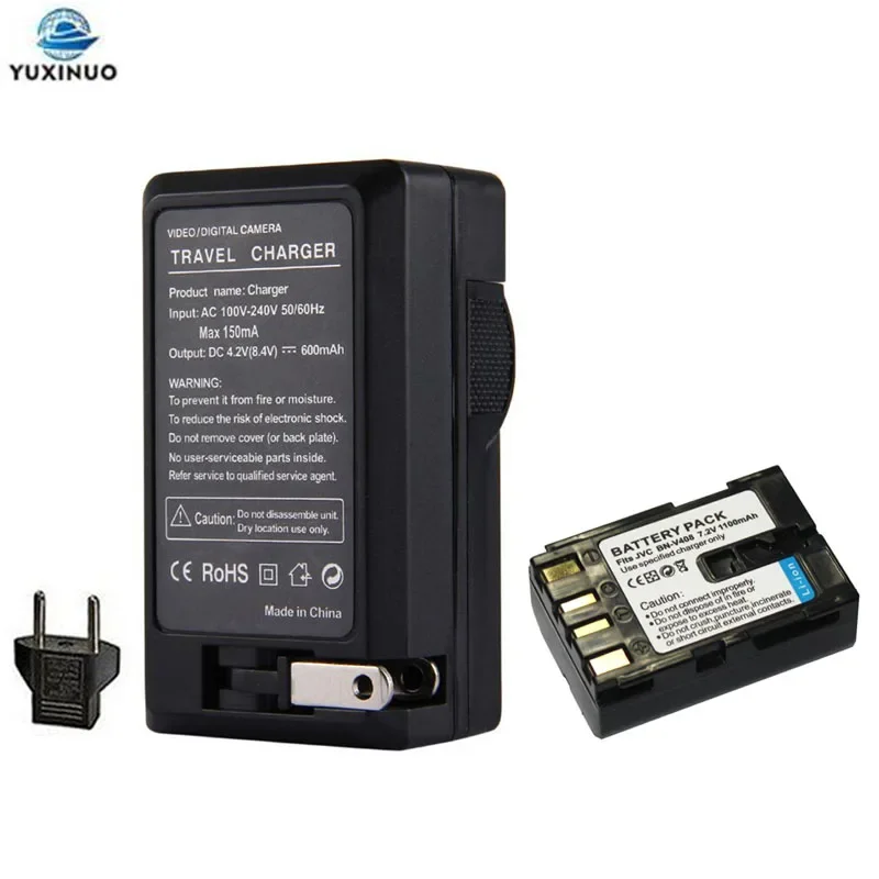 

1100mAh BN-V408U BNV408U BN-V408 BNV408 Camera Battery + AC Charger For JVC GR-D230US GR D30 D30E D30U D30US D31EK D31US D32