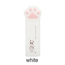 Adorable Paw Print Portable Standing Pencil Case - Large Capacity Stationery Holder (White)
