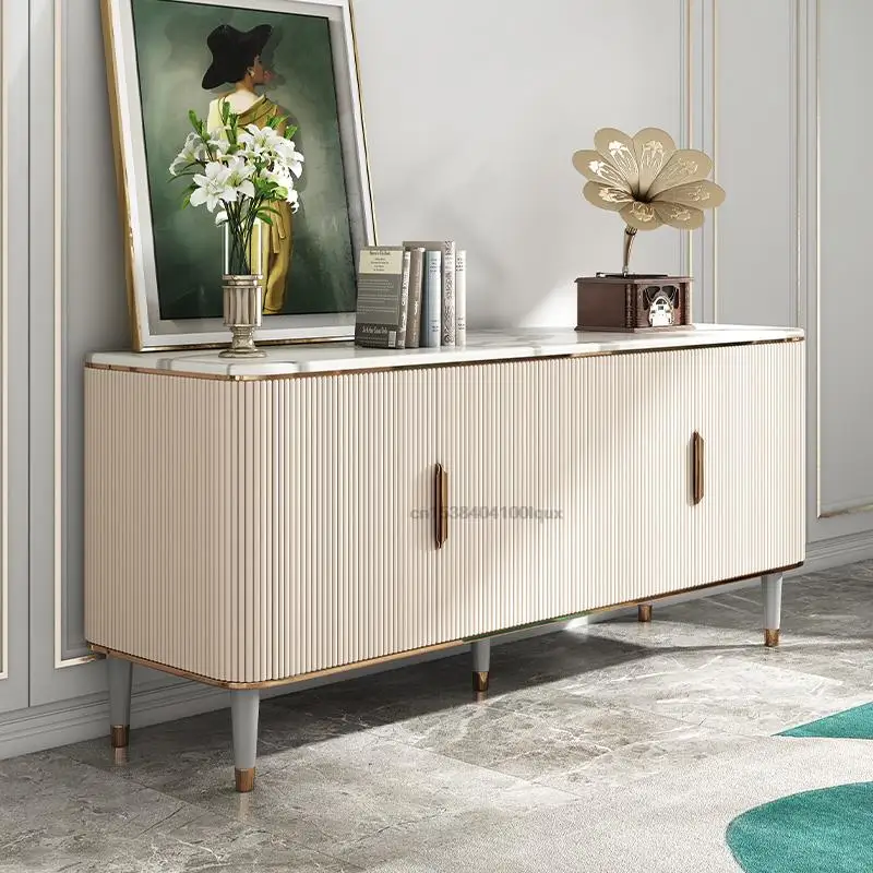 Postmodern Light Luxury Marble Living Room Storage Cabinet Small Apartment Villa Hong Kong Style Locker Floor Cabinet For Home
