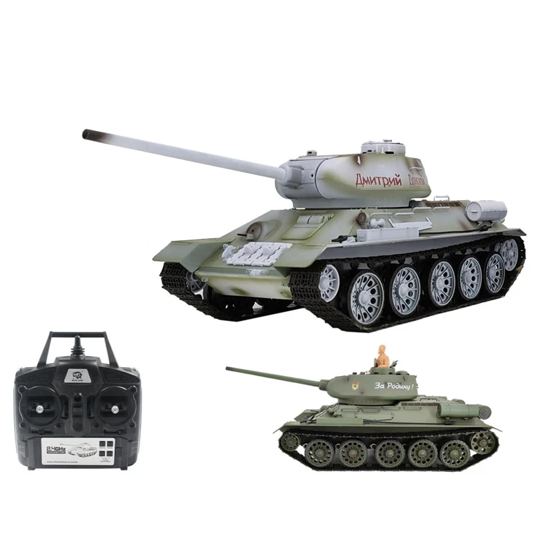 1:16 Henglong 3909-1 Russian T-34/85 Rc Metal Tracked Vehicle 7.0 Version Simulated Smoke Combat Armored Tank 6