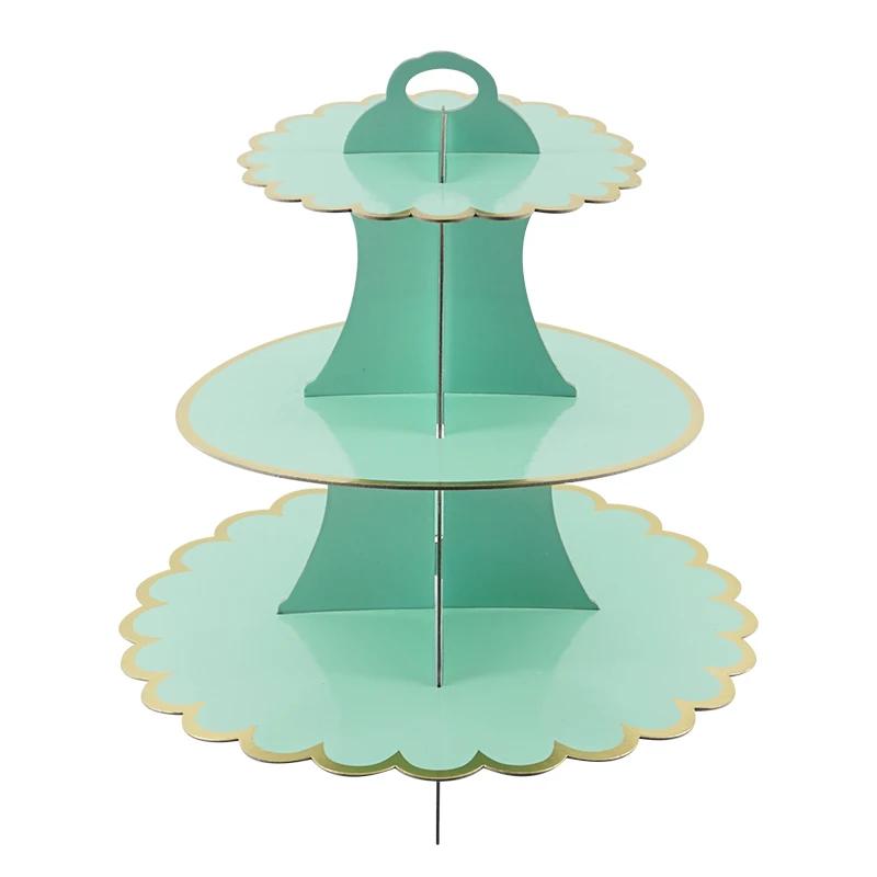3-Layer Paper Bronzing Cake Stand Birthday Party Wedding Cake Decoration DIY Paper Craft Dessert Display Stand Tools