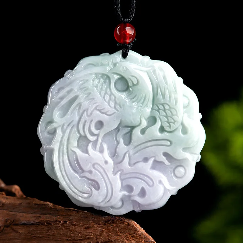 Natural Myanmar A grade Jade Mandarin Duck Phoenix Jadeite Pendant