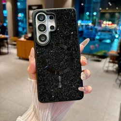 Diamond Magnetic Shockproof TPU Case with Bling Glitter and Soft Bumper - Galaxy S26 (Black)