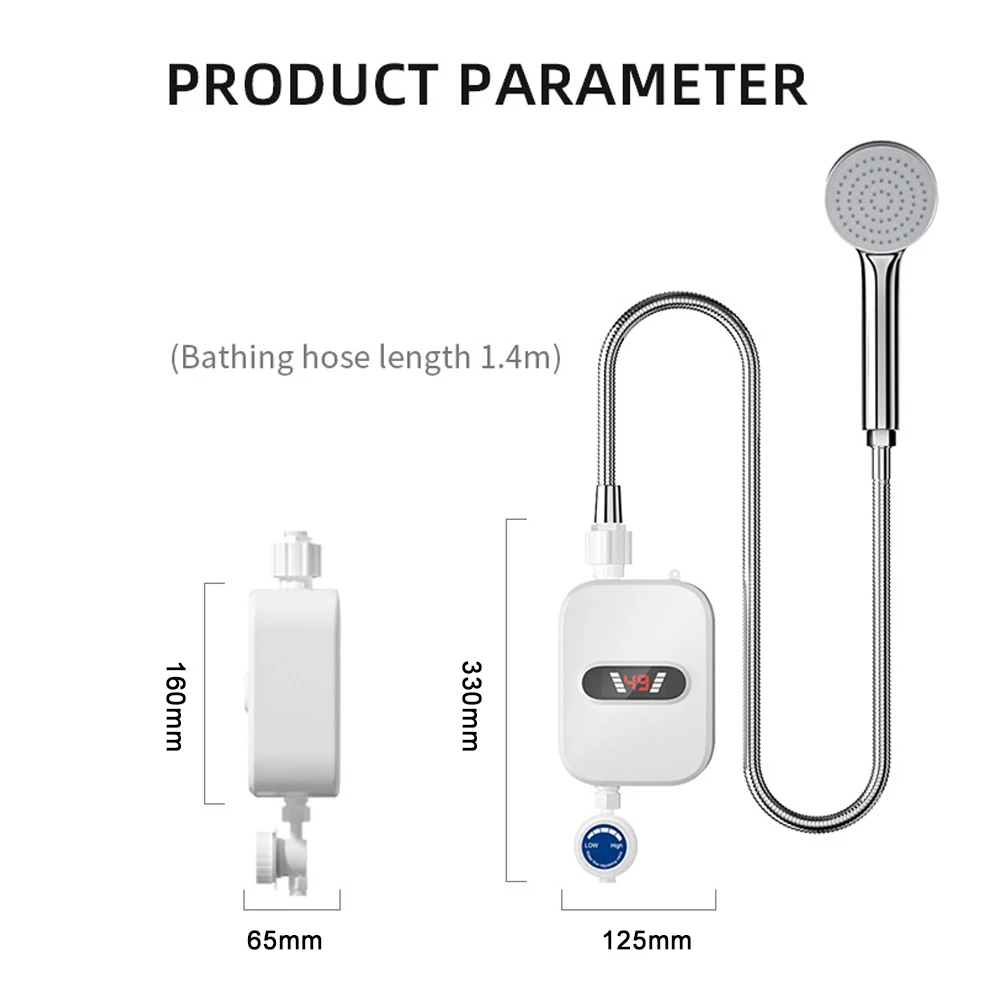 Instant Water Heater LCD Digital Display Thermostatic Shower Water Heating Device Stainless Steel Tankless Rapid Heating Machine water heater