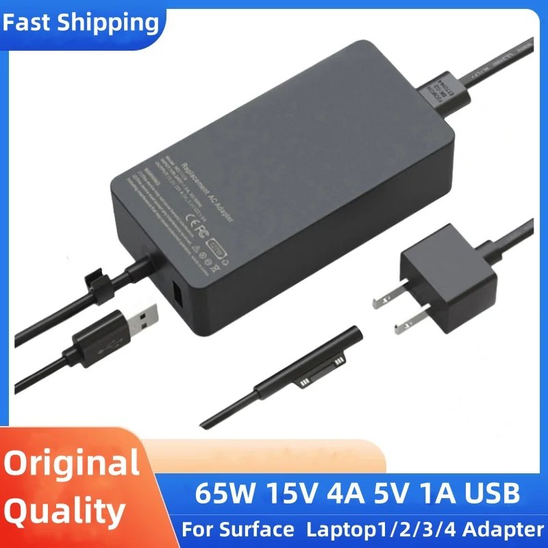 Laptop Charger 65W Adapter Compatible for Microsoft Surface Pro 9/8/X/7/6/5/4/3 Laptop 5/Studio/4/Go/3/2/1 Book