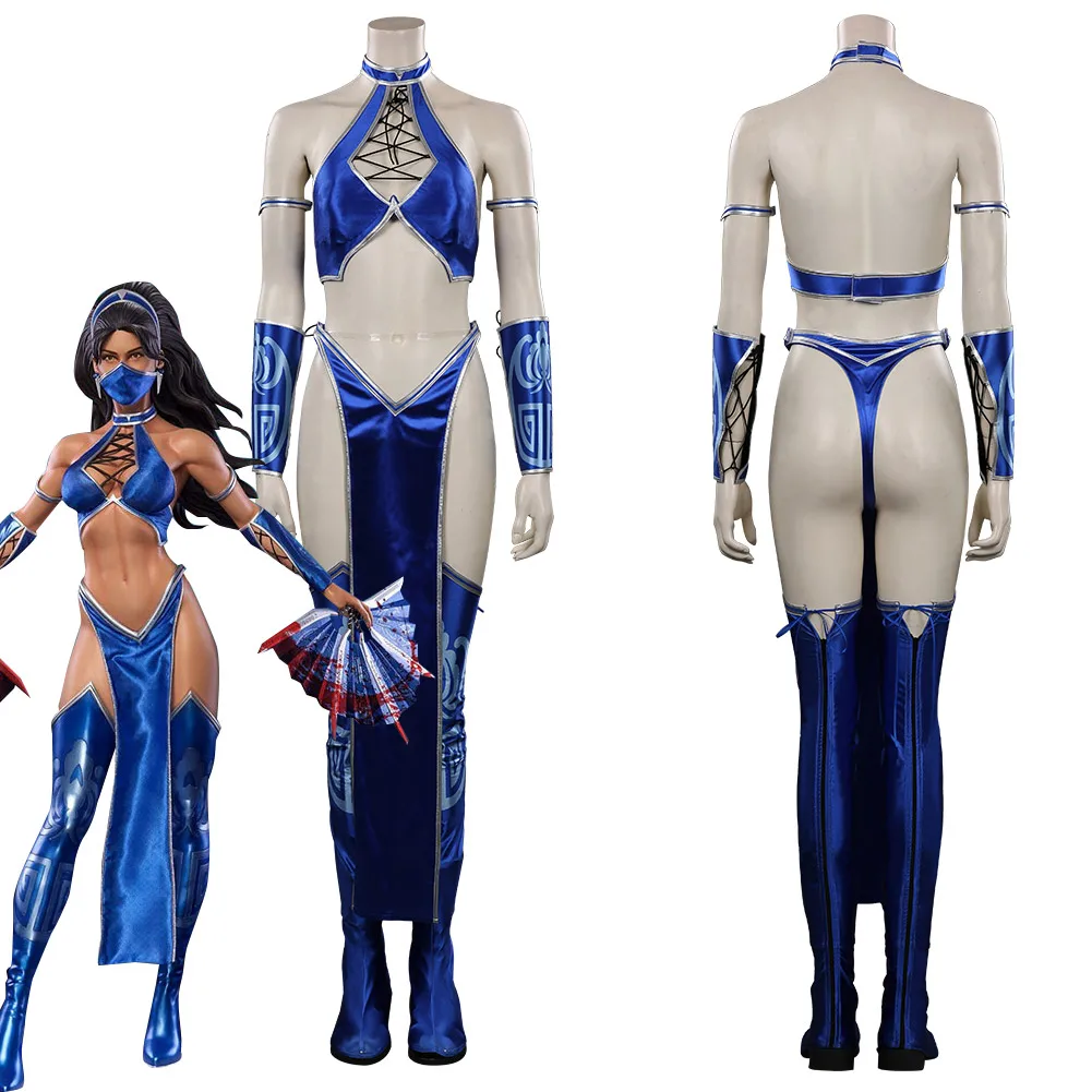 

Mortal Cosplay Kombat Kitana Cosplay Costume Outfits Halloween Carnival Suit Role Play for Ladies Women Clothing Set