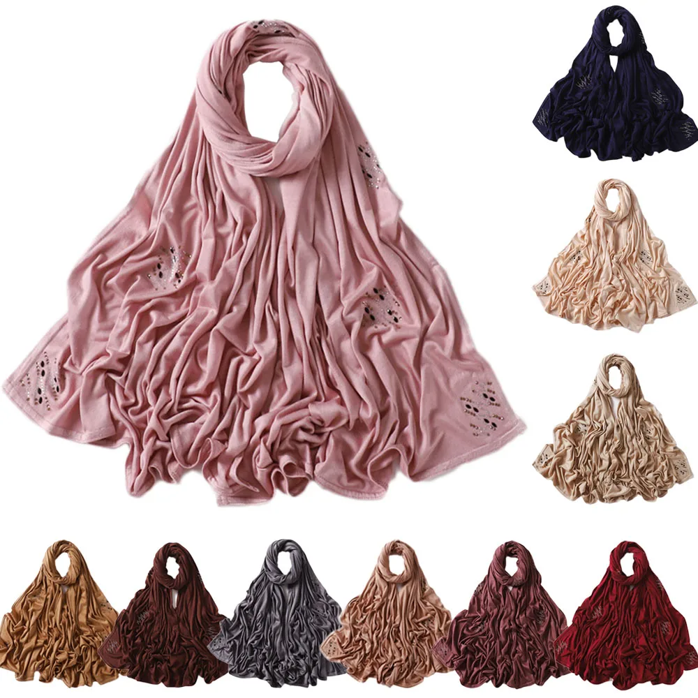 

Jersey Hijab Diamonds Scarf Shawl Wrap Headscarf Women Muslim Hijab Turban Headwrap Scarves Bandanas Pashmina Bufanda Foulard