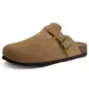 Comwarm Fashion Clogs Slippers For Women Men Cork Mules Soft Suede Clogs Flats Slippers Outdoor Beach Slippers With Arch Support 1