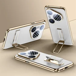 Elegant Leather Wristband with Metal Stand and Lens Enclosure - Slim Protective Cover - Pura 80 Pro Plus (WHITE)