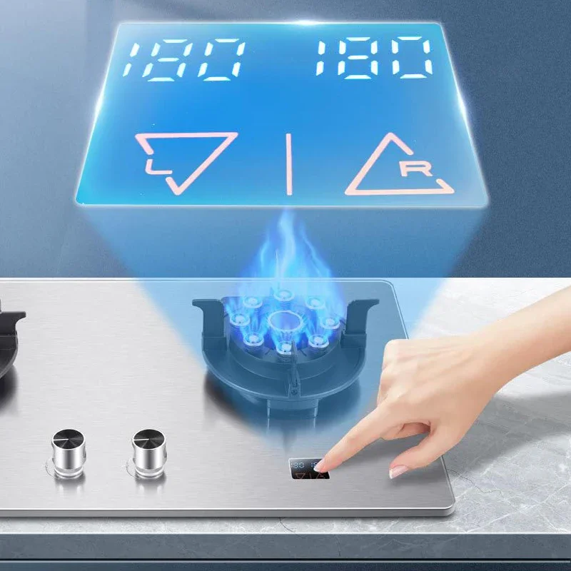 Gas Stove Double Stove Can Flip High Firepower Household Built-in Stove Tempered Glass Electronic Pulse Ignition 6