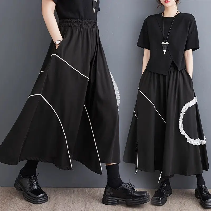 

Casual Skirt For Women 2023 Spring/Summer Loose Design With Wood Ear Edge Spliced Irregular Versatile Skirt Mujer Falda Z2119