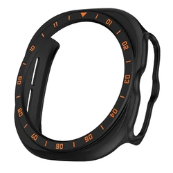 Durable Hollow PC Protective Case for Galaxy Watch Ultra 2 (Black Orange)