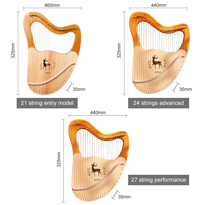 Harp 21 24 27 32 Strings Lyre Harp High Quality Lyre Solid Wood Mahogany Professional Portable Instrument