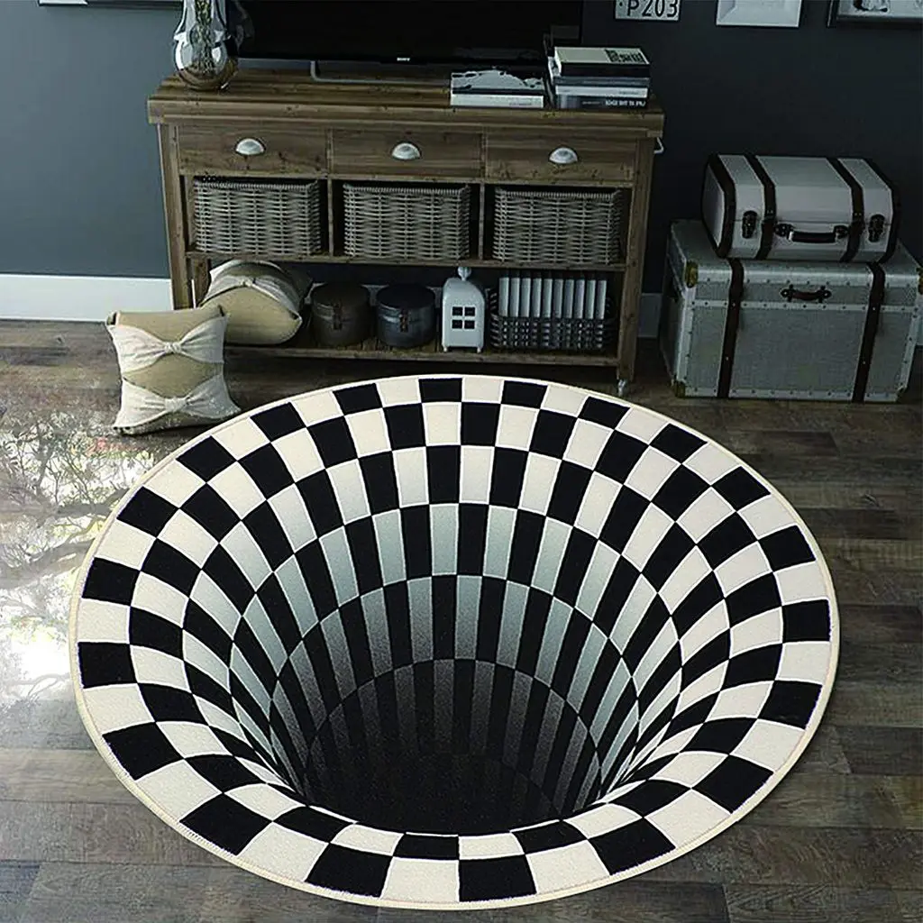 

3D Abyss Illusion Area Rugs Floor Carpets for Living Room Bedroom non-slip Decor Carpet Soft Flannel Home Bedside Floor Play Rug