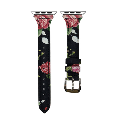 Leather Strap For Apple Watch band 38mm 42mm Flowers Genuine Leather belt Bracelet iWatch serie 3 4 5 se 6 band 44mm 40mm