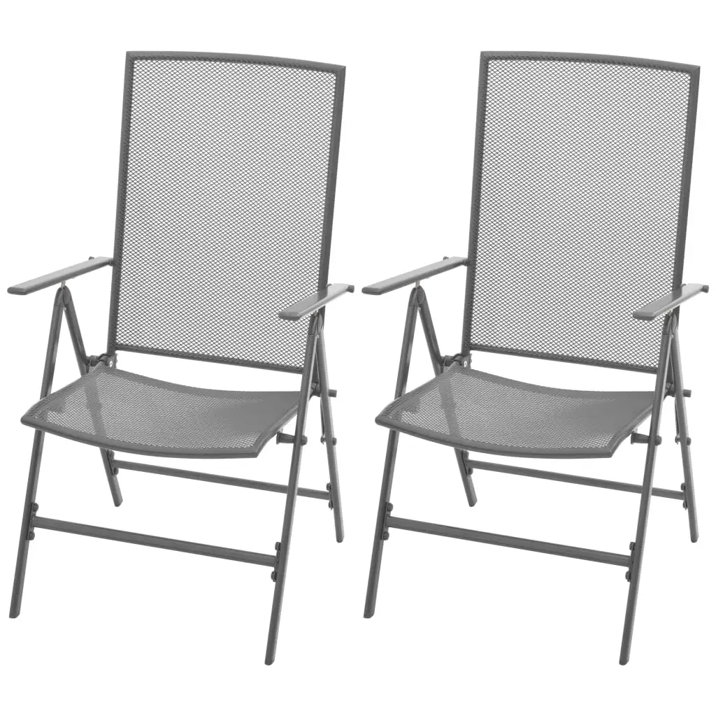 Outdoor Patio  Stackable Chairs Deck Porch Outside Furniture Set Balcony Lounge 2 pcs Steel Gray