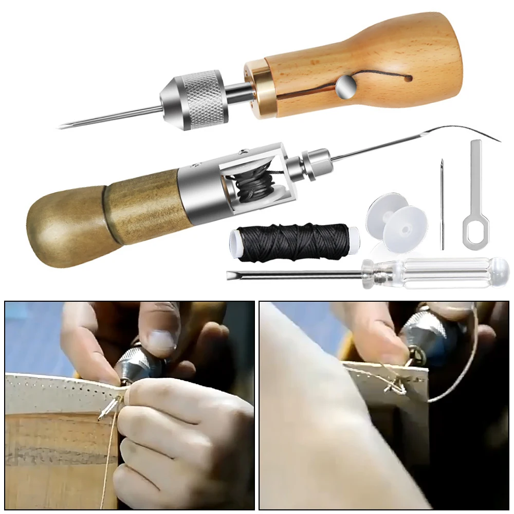 Stitching Belt Strips Waxed Thread Hand Sewing Tools Shoemaker Canvas Repair Leather Sewing Awl Kit DIY Leather Craft Edge leather sewing kit leather tool leather sewing awl set leathercraft tools leather tools leather sewing tool set