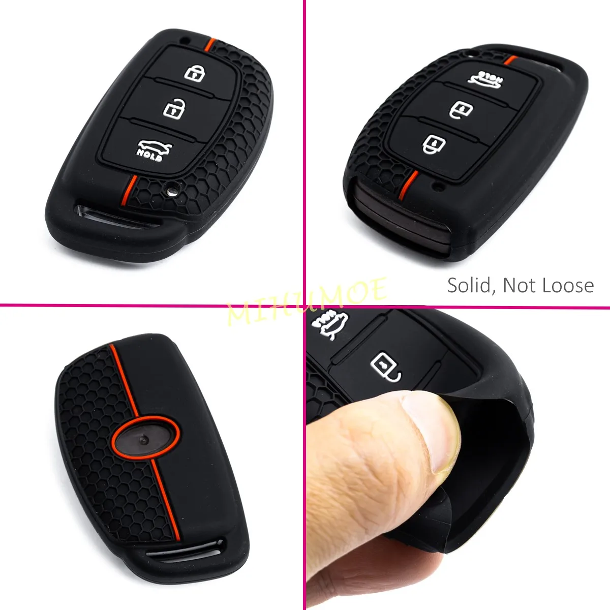 Silicone 3-Button Car Key Fob Cover & Chain