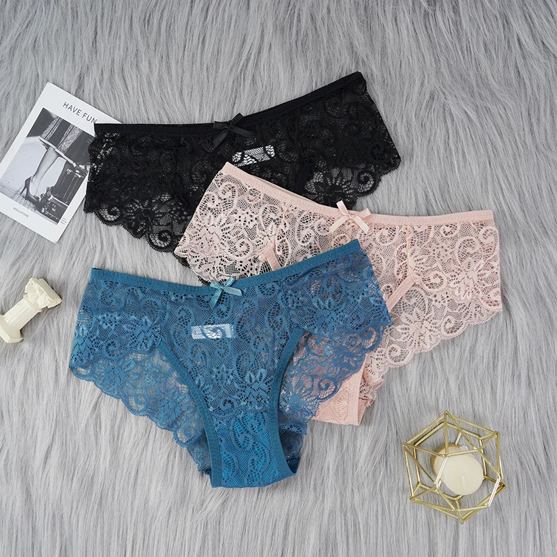 Women's Panties Sexy Lace Transparent Underwear Hollow Out Female Low Waist Briefs Breathable Lingerie Intimates Underpants - 2