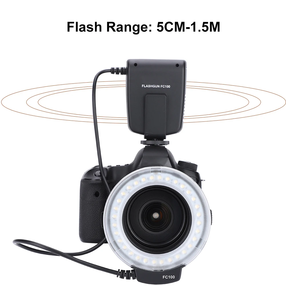 Camera Ring Flash FC-100 Portable Universal LED Ring Flash Video Camera Fill Light Kit Photography Accessor DSLR