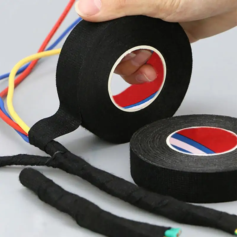 Electrical Tape 3rolls 15M Insulation Heat-resistant Retardant Adhesive Cloth Fabric For Car Cable Harness Wiring Loom electrical tape