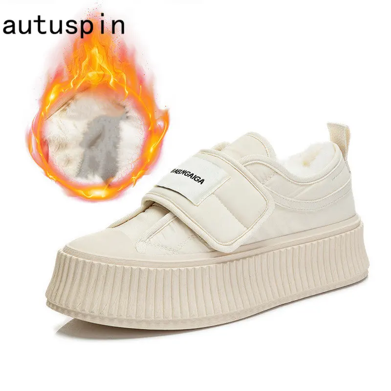 

Autuspin New All-match Women Sneakers 2023 Winter Spring Fashion Down Cloth Casual Skateboard Shoes Flat Platform Footwear Woman