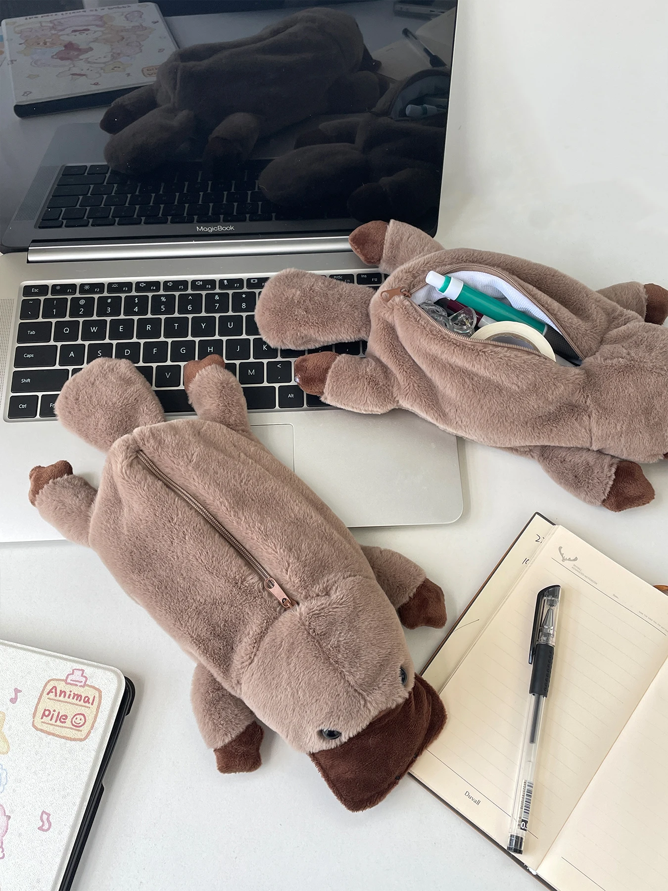kawaii creative sea otter plush doll pencil case high attraction pencil holder cute bag for school supplies stationery
