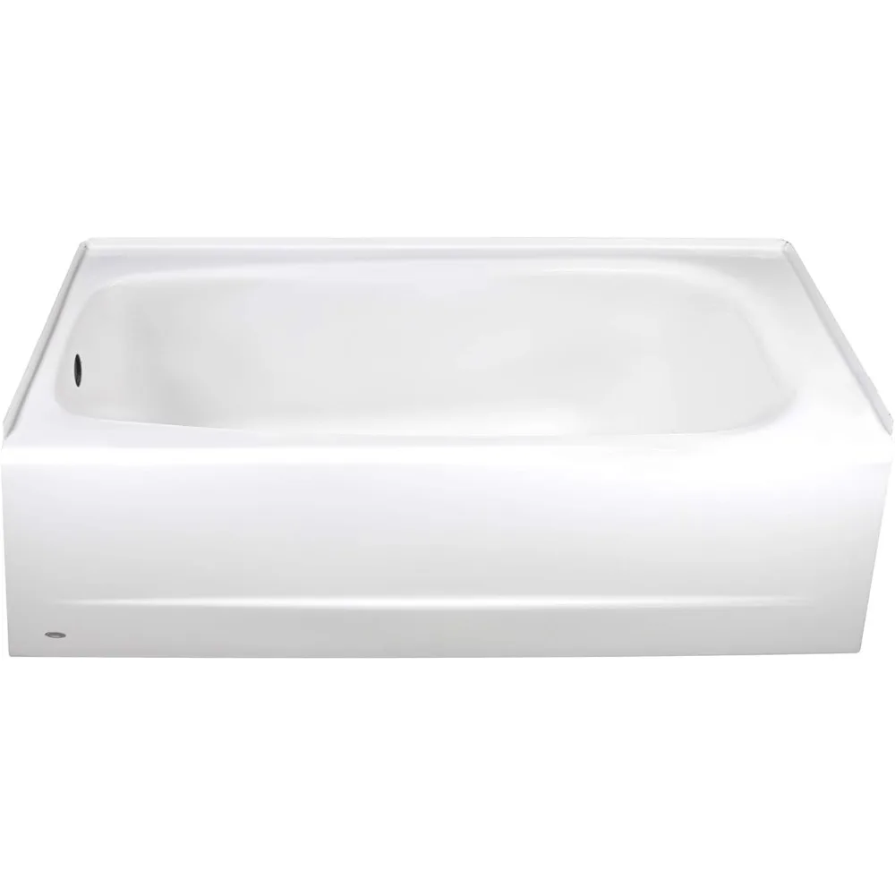 Procelain-Enameled Steel 60-In X 32-In Alcove Bathtub with Left Hand Drain, 50-60 gal, White 4