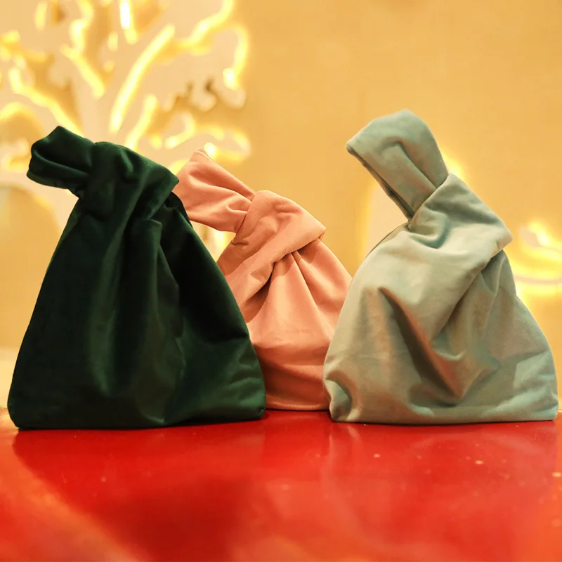 1 PC Lady Velvet Eco-friendly Tote Bags Foldable Bag Mobile Zero Wallet Cosmetics Gift Packaging Grocery Shopping Bags