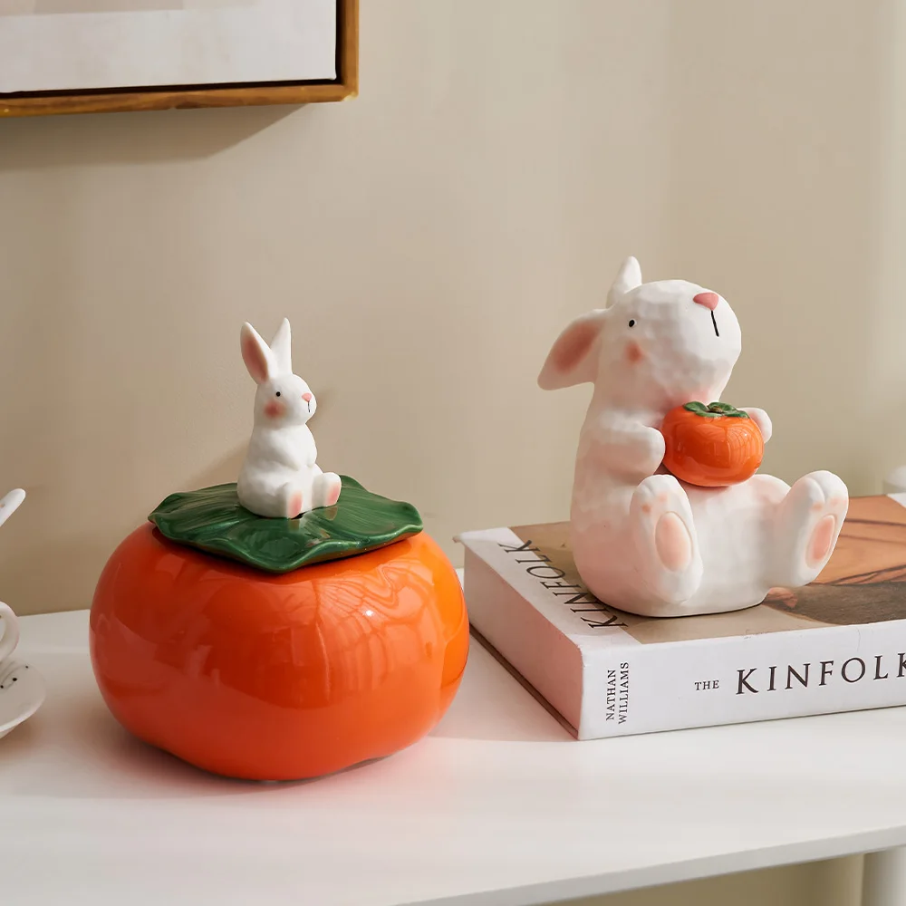 

Creative Kawaii New Classical Rabbit Ornament Home Decor Figurine Cartoon Animal Shape Sculpture Ceramic Handicrafts Bedroom