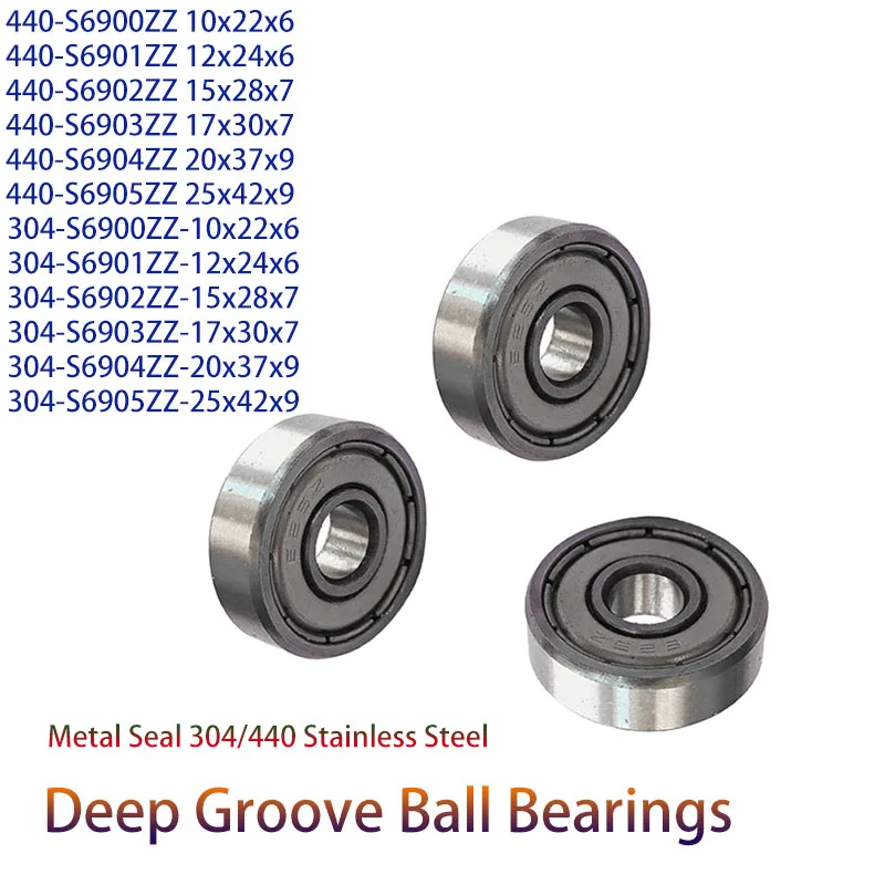 

Deep Groove Ball Bearings 6000 6001 6002 6003 6004 6005 6006 6007 6008 6009 6010 ZZ Metal Seal 304/440 Stainless Steel 1pc