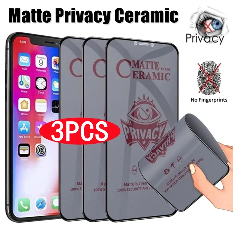 

3 шт. матовая керамическая Защитная пленка для IPhone 12 13 11 14 Pro Max Mini, антишпионская пленка для IPhone XS Max XR X 7 8 14 Plus