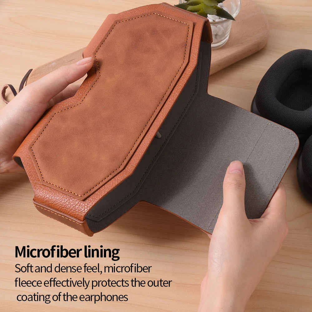 Vintage Leather Protective Cover for AirPods Max - Magnetic Closure Headphone Storage Bag