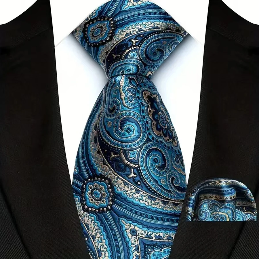 Herren Krawatten Set Luxus Paisley Floral Krawatten Business Formale Krawatte Einstecktuch Set Für Hochzeit Party Anzüge Zubehör – Detail 14