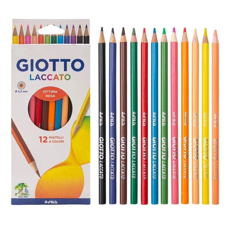 12 pezzi/scatola matite colorate in legno Kawaii bambini disegni matita rotonda d'arte non tossica per materiale scolastico per studenti