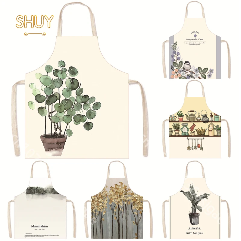 

Cartoon Plant Apron Florist Coffee Shop Restaurant Chef Cooking Baking Cleaning Adults Bib Home Kitchen Parent-child Kids Aprons