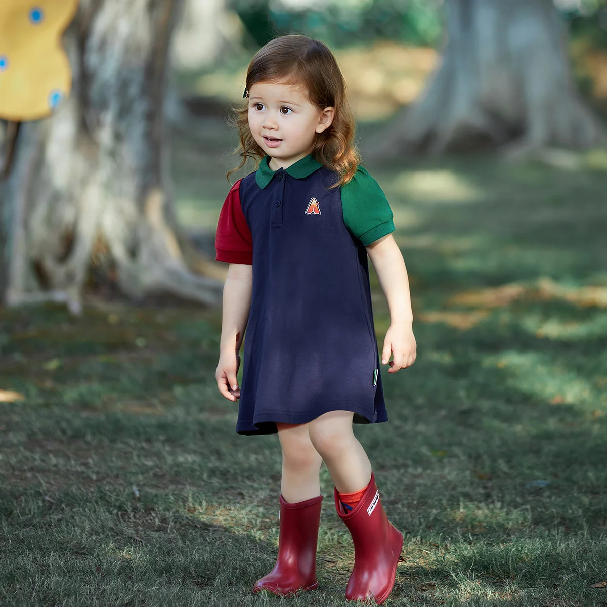Amila Baby Girl Dress Summer New Cute Sports Fashion Contrasting Colors Patchwork POLO Neck Children's Clothes 0-6Y girls dress baby girl dress