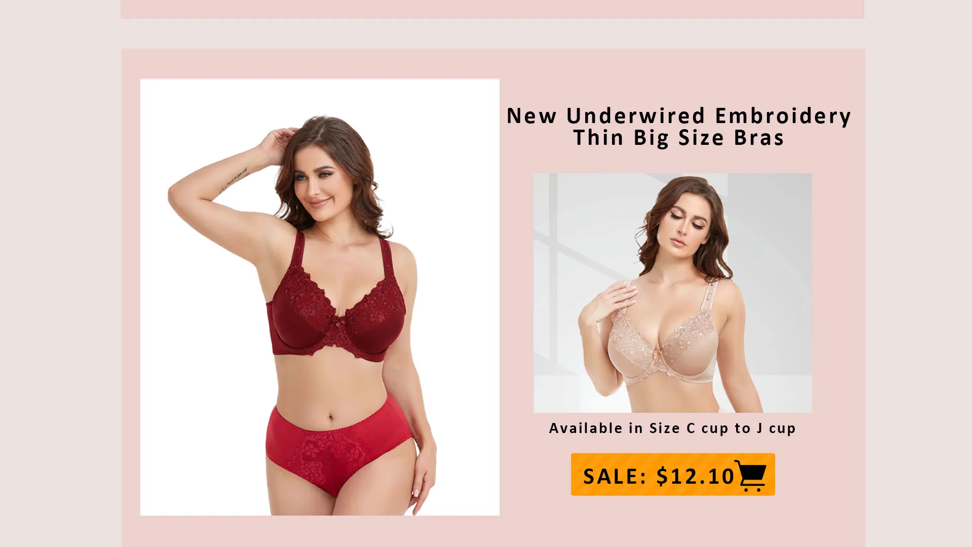 Embroidery Bras Underwear Women Plus Size Sexy Thin Bra Lace Bra Black Gray  Underwired 36 38 40 42 44 46 48 50 52 54 F G H I Cup