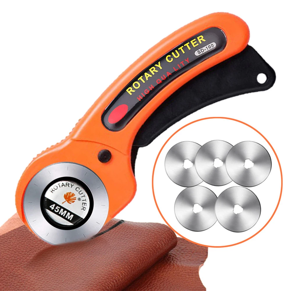 Rotary Cutter 45mm Rotary Cutter Set Leather Craft Cutting Tool with Ergonomic Handle for DIY Fabric Patchworking Sewing Quilting Crafting
