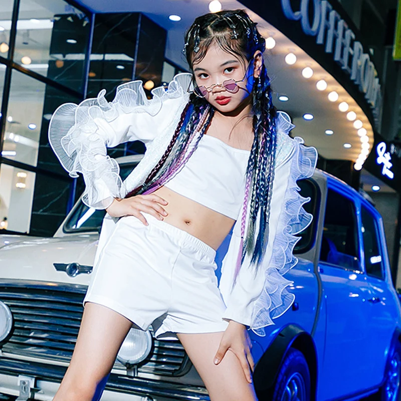 

Костюм для танцев в стиле K-POP для девочек, комплект для джазовых представлений, детская одежда в стиле хип-хоп, сценическая уличная одежда для подиума, XS7219