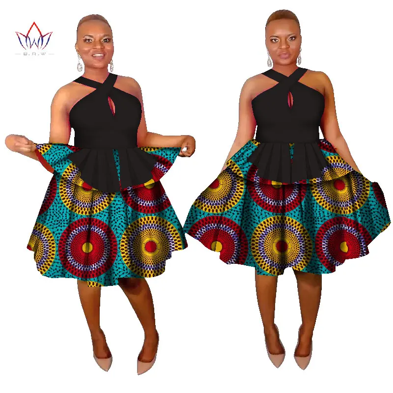 

Bintarealwax African Dresses for Women Bazin Riche Ball Gown Princess Africa Clothing Dashiki Plus Size Party Dress WY1506