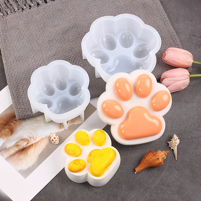 Silicone Mold Cat Paw Jar Clay Silicone Molds DIY Handmade Home Storage Box Gypsum Plaster Resin Mold Candle Jewelry Organizer Making Mould