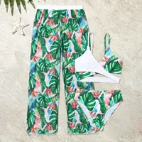 Girls Swimsuit Size 14 Toddler Girl's 3 Piece Swimsuits Bikini Leaves Prints Rullfe Bathing Suit Briefs Kids Swimwear for Girls 1